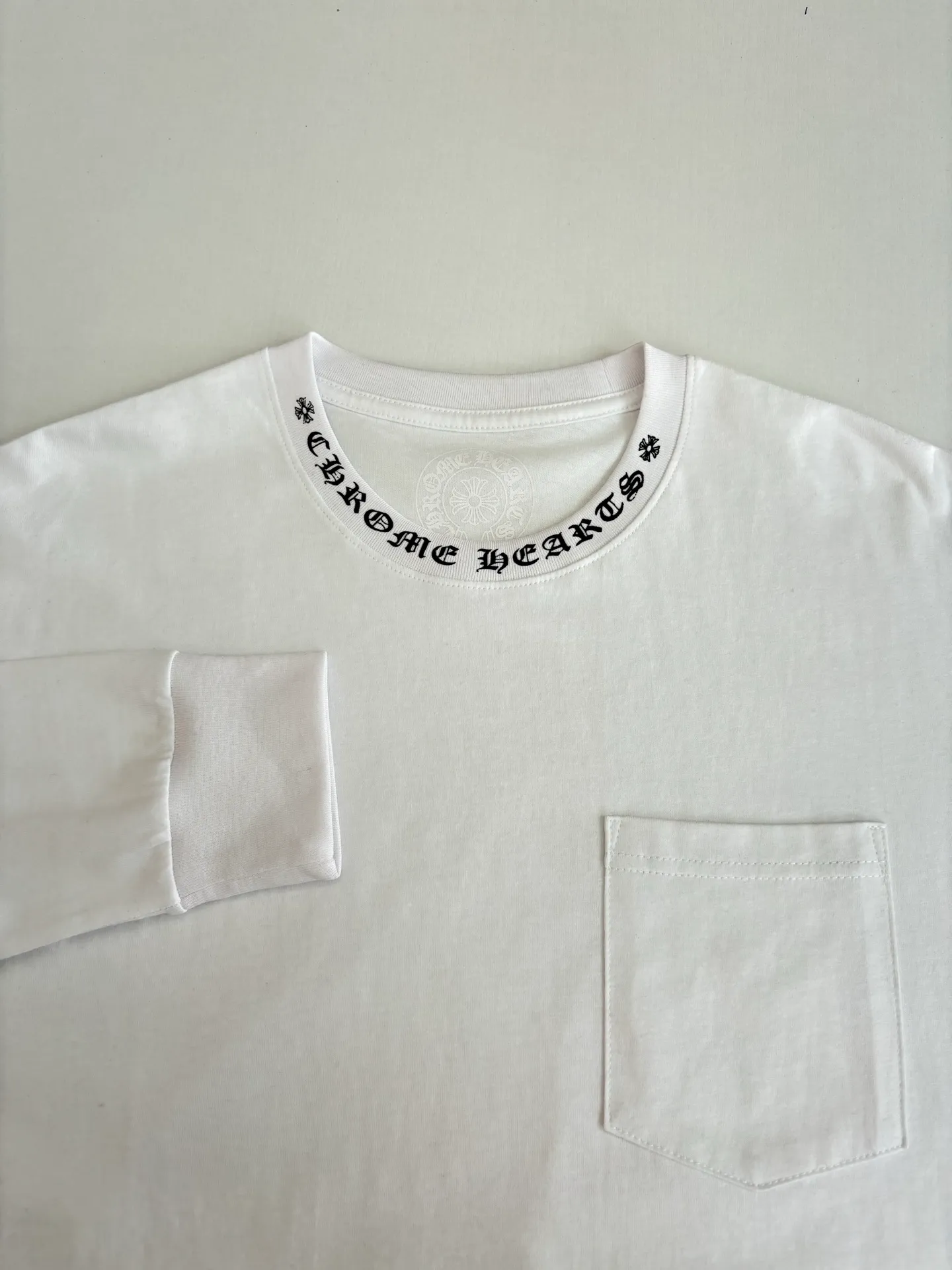 P290 Chrome Heart*/Chrome Heart Sanskrit collar letter printed long-sleeved T-shirt Size: S/M/L